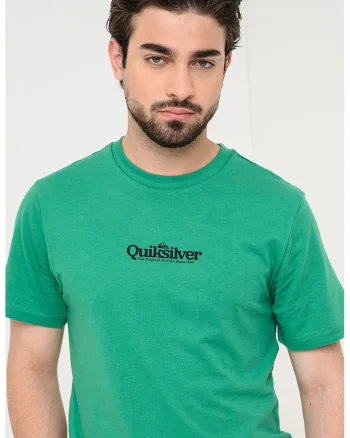 Tricou cu imprimeu logo si decolteu la baza gatului Fineline, Verde/Negru