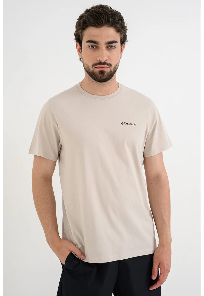 Tricou de bumbac organic cu imprimeu logo CSC™ Outdoor, Bej deschis