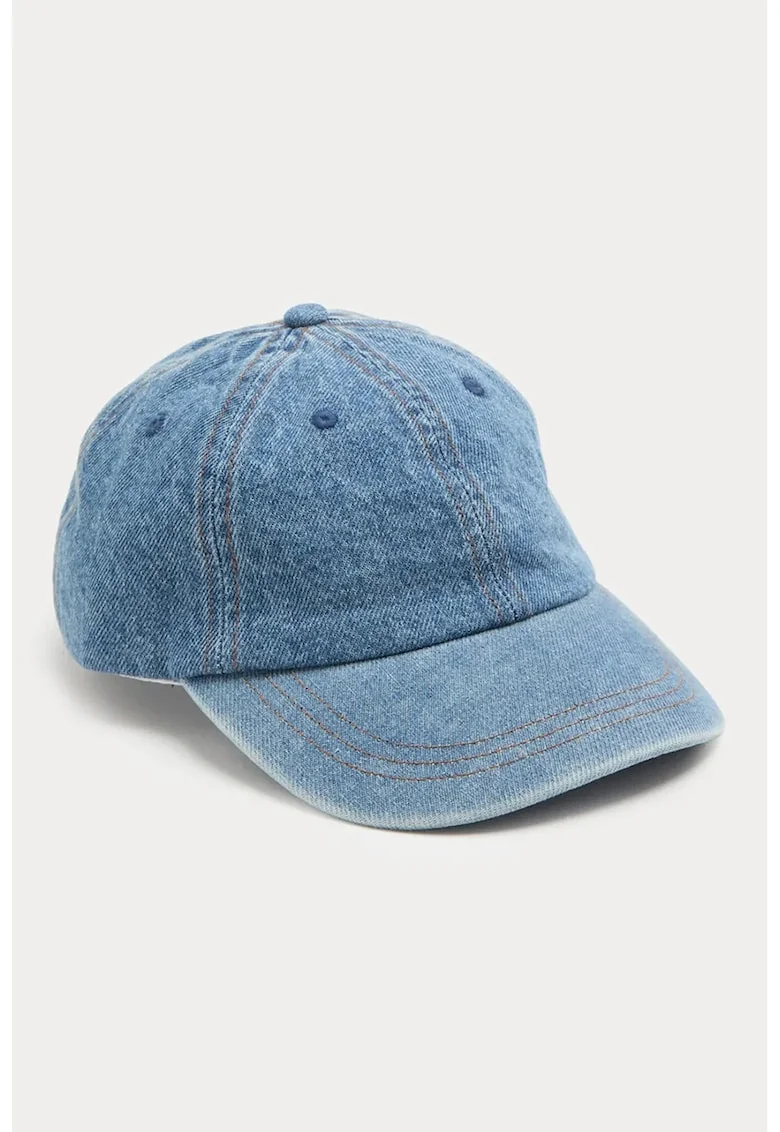Sapca din denim cu model uni, Albastru melange