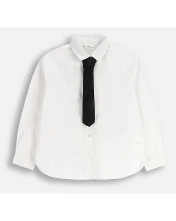 Camasa alba cu maneca lunga,  croiala oversize, guler clasic, bumbac, pentru fete