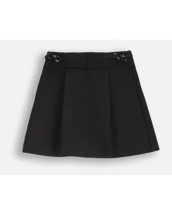 Fusta  mini, neagra, elastica, cu curea decorativa, pentru fete