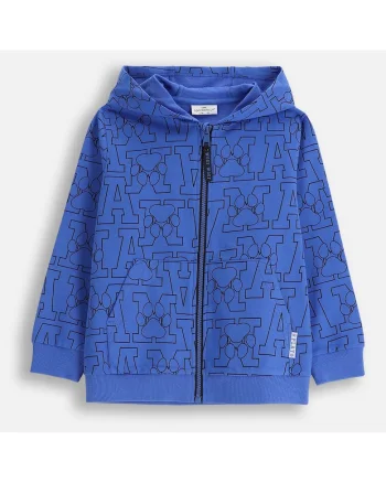 Hanorac  cobalt, bumbac, pentru baieti, cu fermoar si buzunare