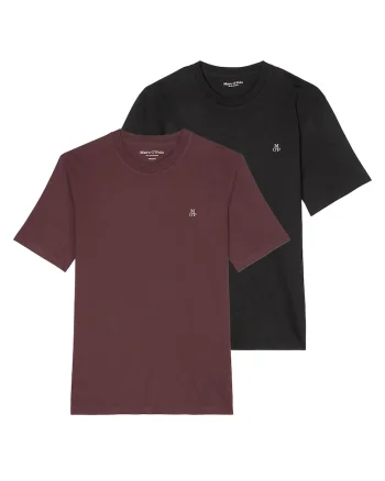 Set de tricouri cu logo discret - 2 piese, Rosu/Negru
