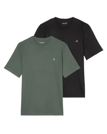Set de tricouri cu logo discret - 2 piese, Verde/Negru