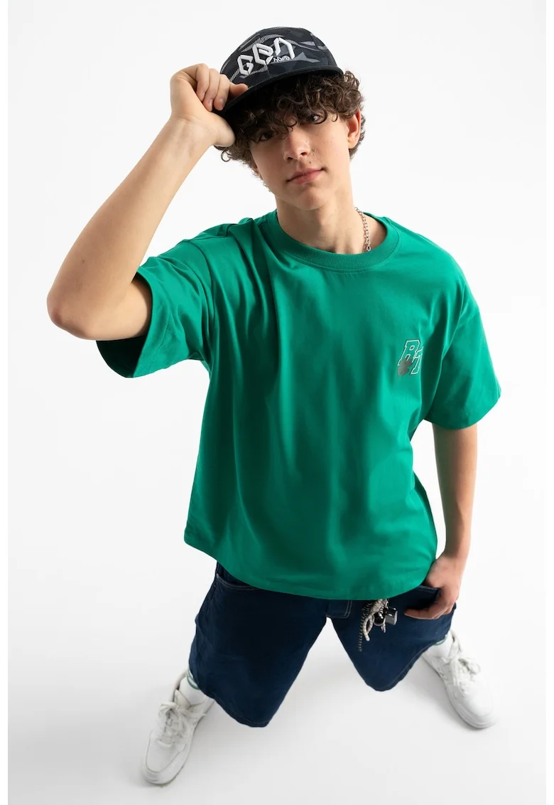 Tricou regular fit cu decolteu la baza gatului