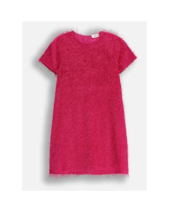Rochie  pentru fete, roz, franjuri, poliester, maneca scurta