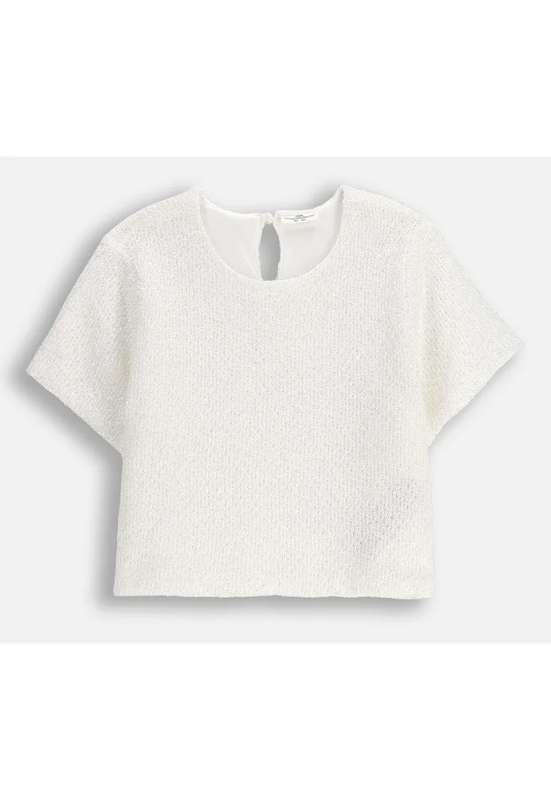 Tricou elegant  ZC5172101EPG-003, pentru fete, maneca scurta, poliester, alb