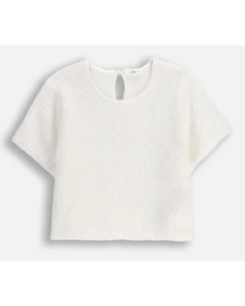 Tricou elegant  ZC5172101EPG-003, pentru fete, maneca scurta, poliester, alb