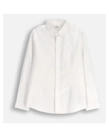 Camasa eleganta  alb, bumbac, broderie decorativa, croiala slim, pentru baieti,