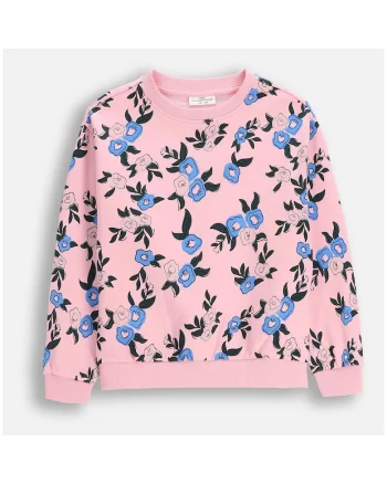 Bluza copii,  roz, imprimeu floral, bumbac, pentru fete