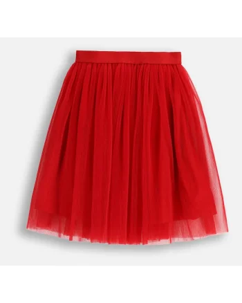 Fusta Midi  din Tulle, rosie, cu elastic in talie, captuseala din bumbac