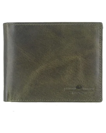 Portofel barbati piele naturala verde 12 x 9.5 x 2 cm, Newport,