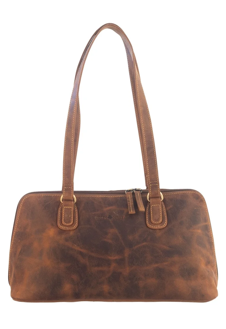 Geanta umar dama piele naturala maro antichizat 37 x 21 x 11 cm, Vintage,