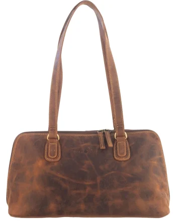 Geanta umar dama piele naturala maro antichizat 37 x 21 x 11 cm, Vintage,