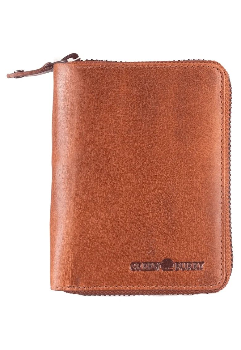 Portofel unisex piele naturala coniac 10.5 x 13.5 x 2.5 cm, House of Norway,
