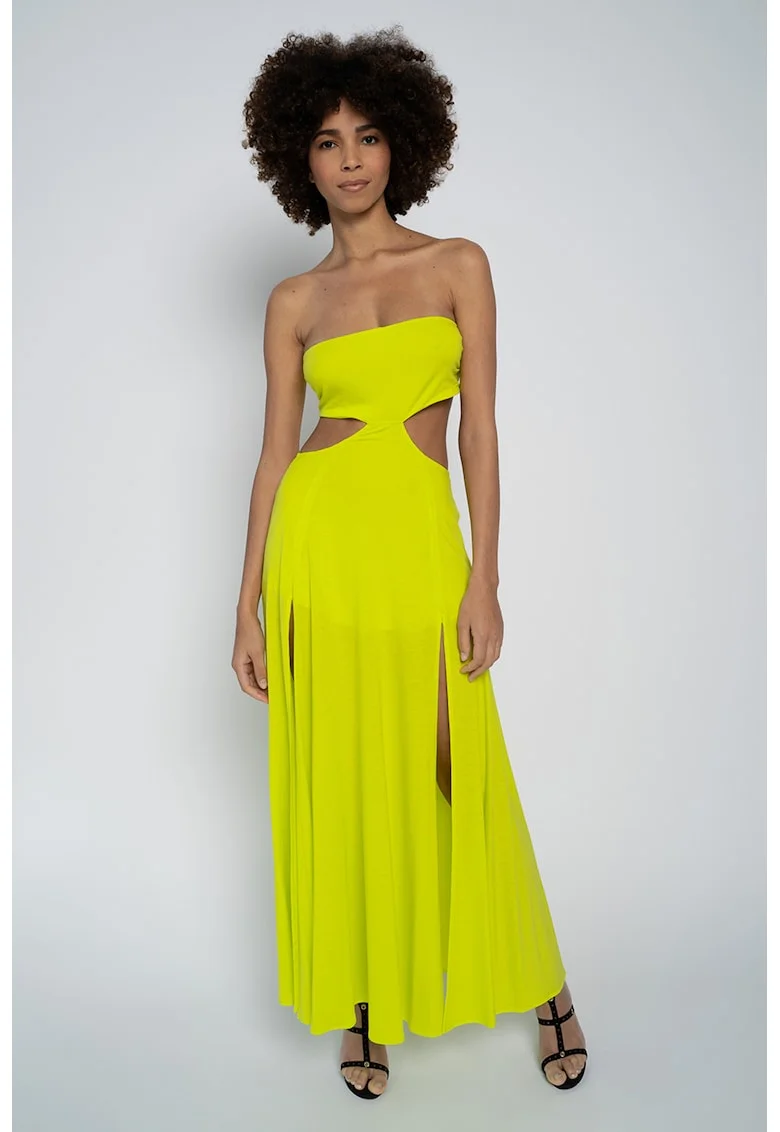 Rochie cu decupaj in talie Gloria, Galben neon