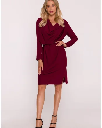 Rochie midi cu decolteu, Visiniu
