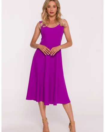 Rochie midi evazata fara maneci - lavanda, Violet