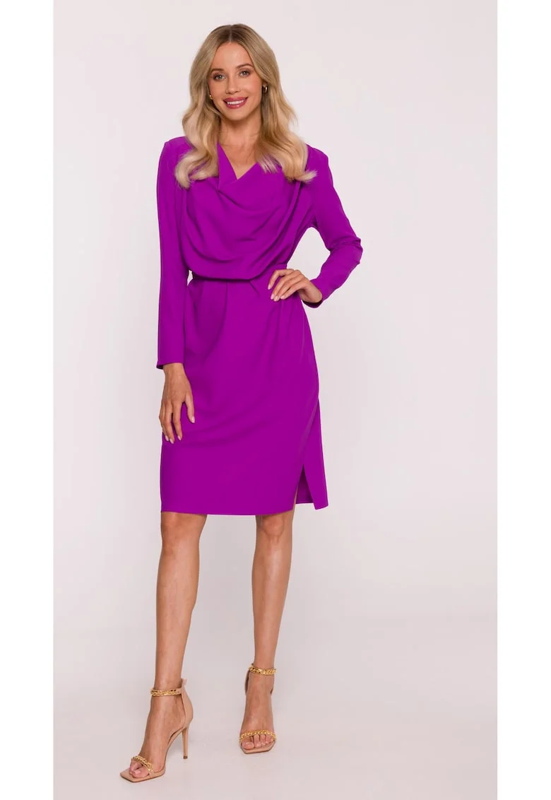 Rochie midi cu decolteu de apa - negru