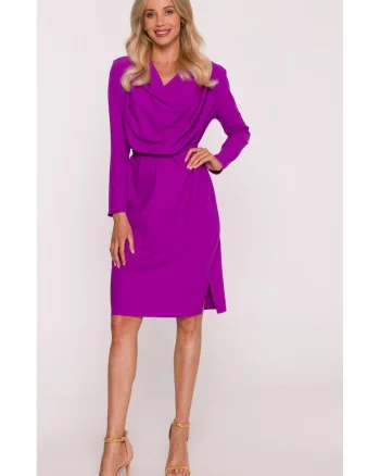 Rochie midi cu decolteu de apa - negru