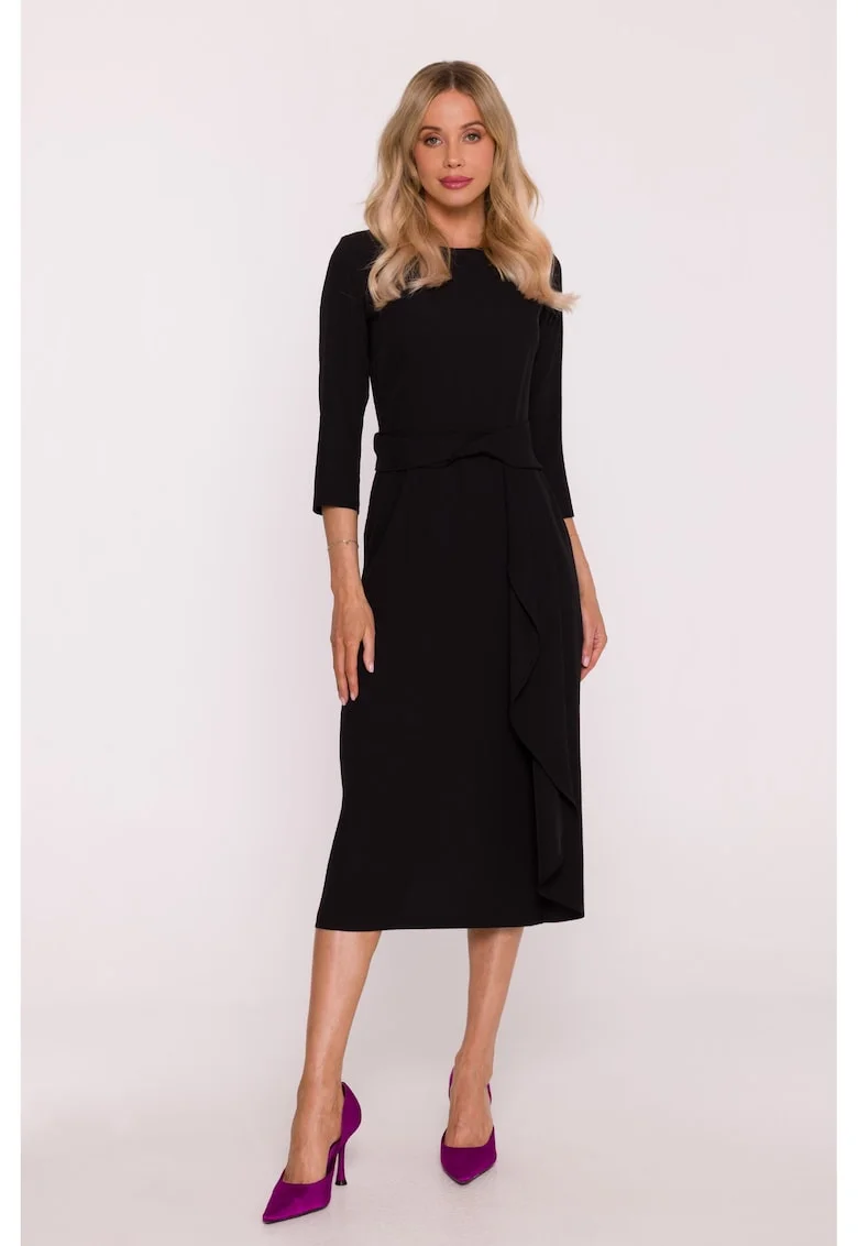 Rochie eleganta cu volan decorativ - negru, Negru