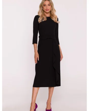 Rochie eleganta cu volan decorativ - negru, Negru