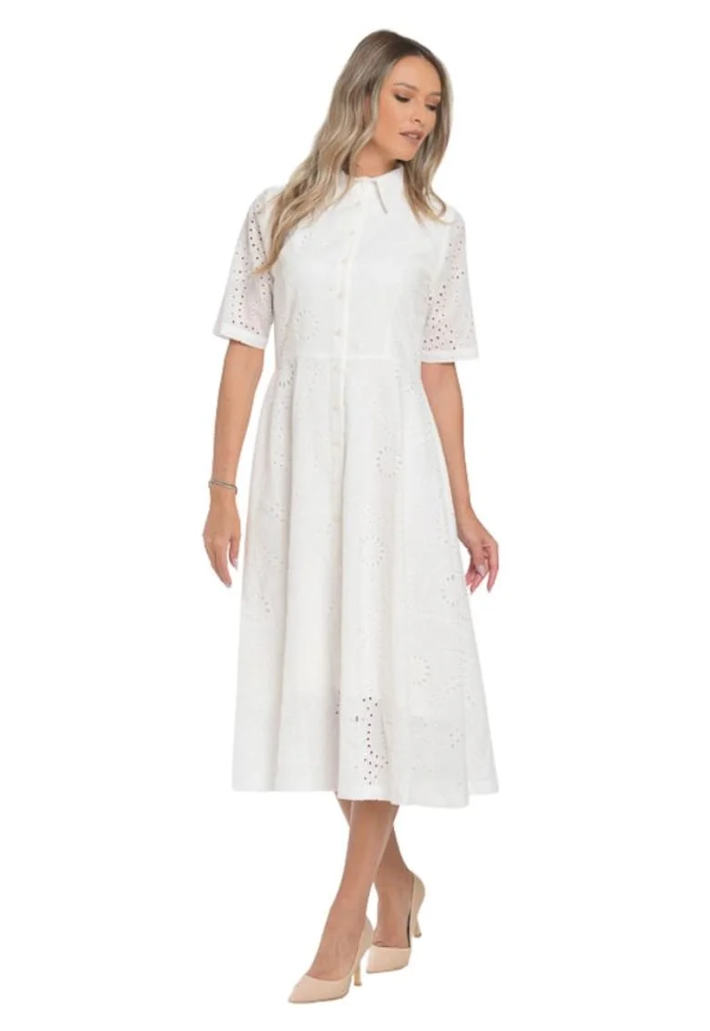 Rochie bumbac brodat  midi Denisa