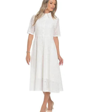 Rochie bumbac brodat  midi Denisa