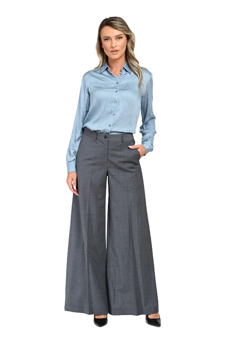 Pantaloni dama gri eleganti  evazati Amalia