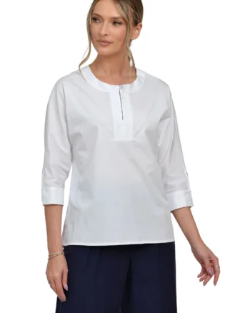 Bluza uni cu talie medie Narnia, Alb