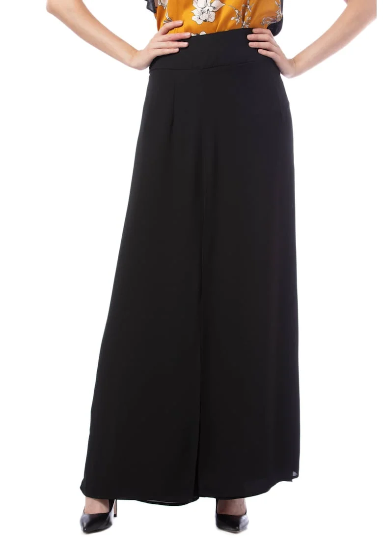 Pantalon palazzo din voal negru, Negru