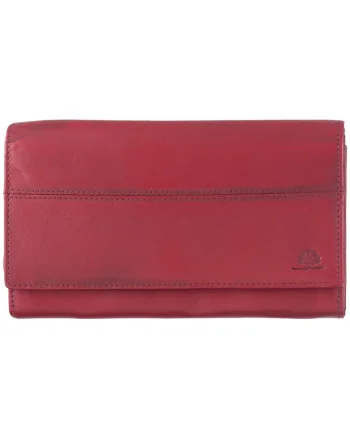 Portofel dama piele naturala rosu 18.5 x 11.0 x 3.5 cm, Destressed,