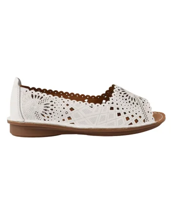 Balerini  355-2 alb, piele naturala