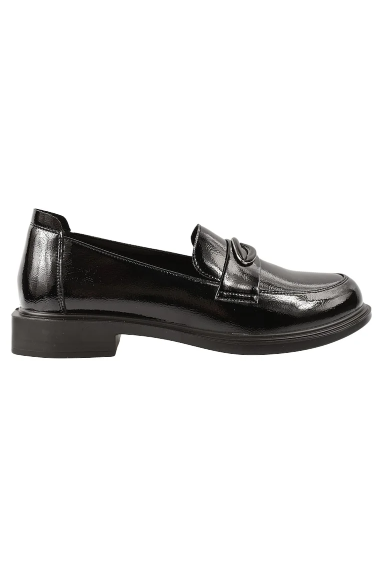 Pantofi casual, femei, FORMAZIONE, Q11520-176 negru, piele lacuita, Negru
