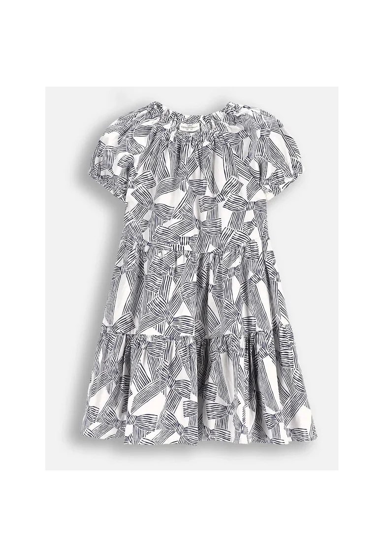 Rochie fete,  Bumbac, Model evazat, Alb / Negru, 92
