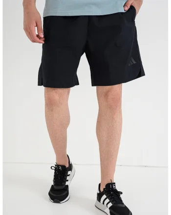 Pantaloni scurti cu buzunare laterale si logo, Negru