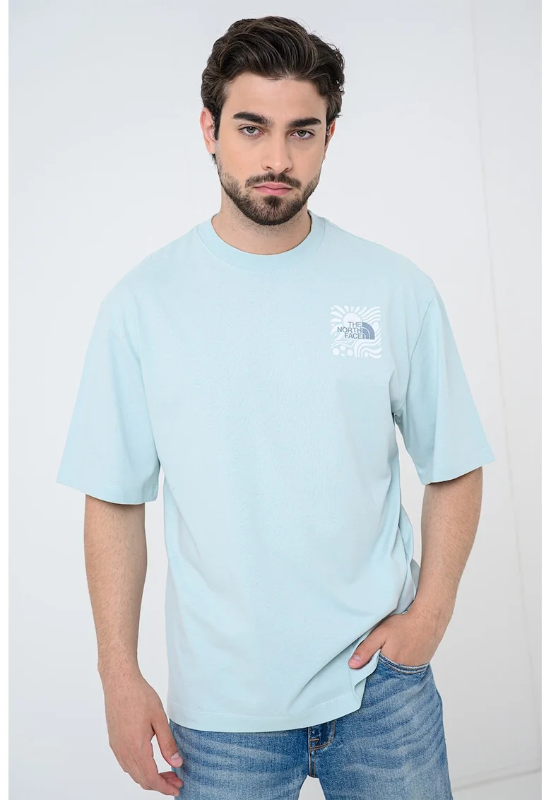Tricou supradimensionat cu model grafic Sun, Verde menta