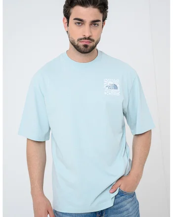 Tricou supradimensionat cu model grafic Sun, Verde menta