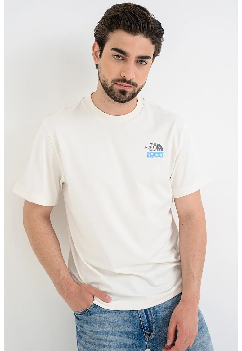 Tricou relaxed fit cu imprimeu floral 1966, Alb murdar