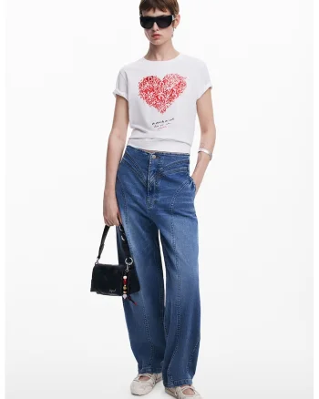 Tricou din bumbac cu imprimeu, Alb