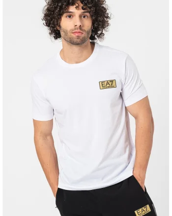 Tricou de bumbac cu decolteu la baza gatului, Alb