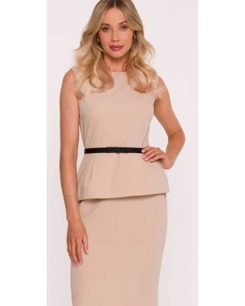 Rochie creion cu curea si basca - negru