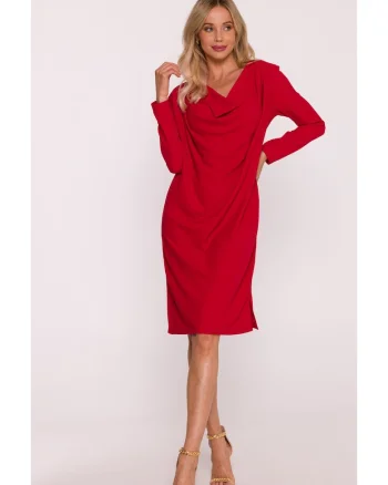 Rochie midi cu decolteu de apa - negru