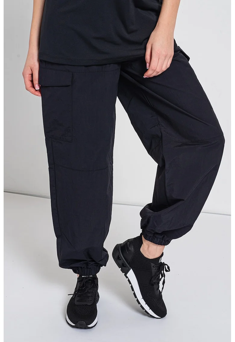 Pantaloni cargo jogger, Alb/Negru