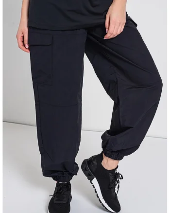 Pantaloni cargo jogger, Alb/Negru