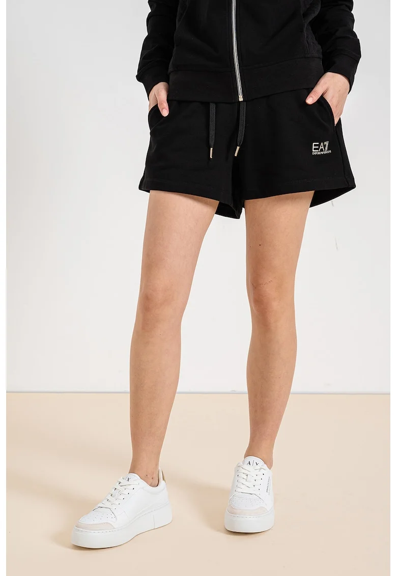 Pantaloni scurti cu talie ajustabila, Negru/Alb murdar