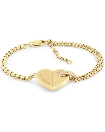 Bratara  cu inima si cubic zirconia 2780929, Auriu, Auriu