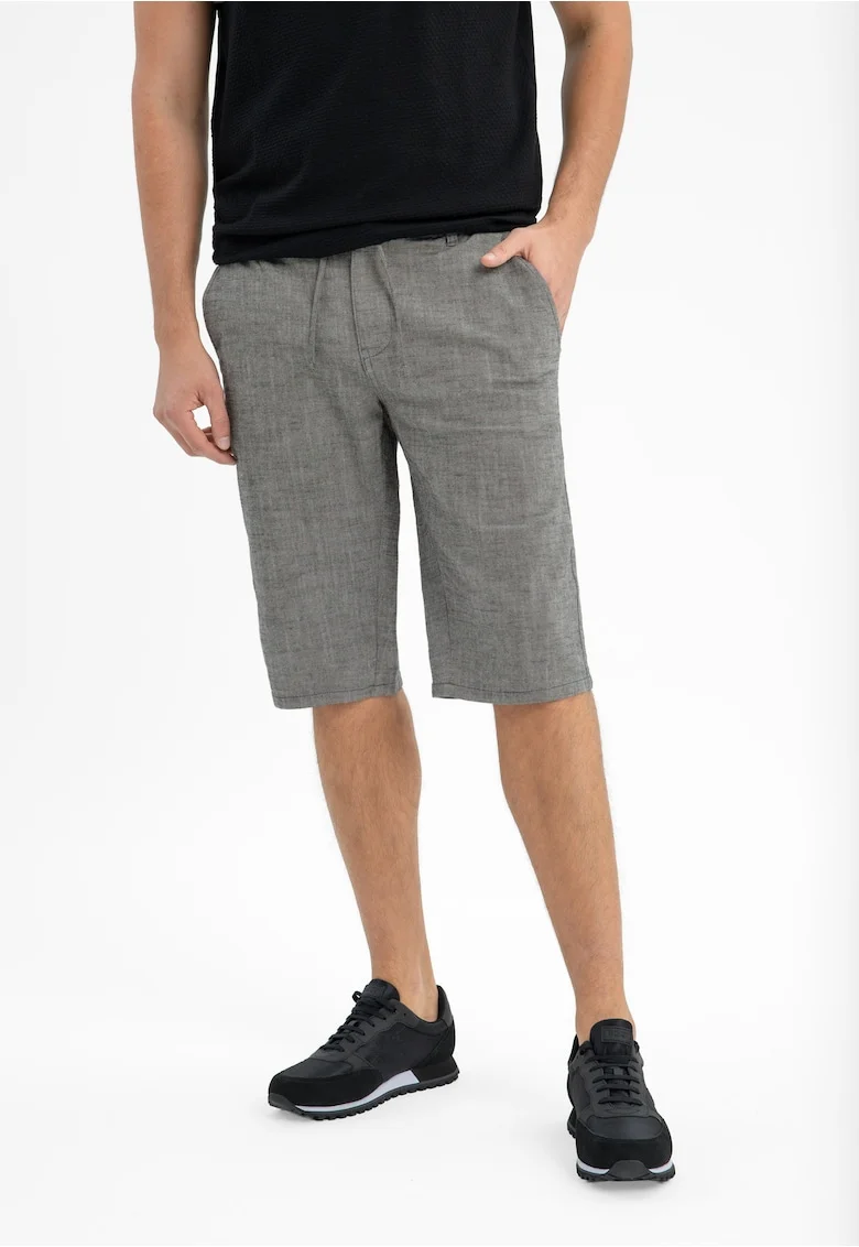 Pantaloni scurti barbati din bumbac, buzunare, Regular Fit,  P-Denz, gri, Gri