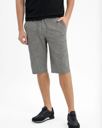 Pantaloni scurti barbati din bumbac, buzunare, Regular Fit,  P-Denz, gri, Gri