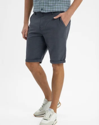 Pantaloni scurti barbati din bumbac, cu buzunare, Comfort Fit,  P-Shad, denim, Albastru denim